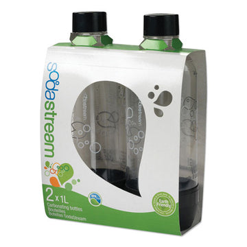 SodaStream® Carbonating Bottle Twin Pack, Plastic, 33 Oz, Clear-black freeshipping - TVN Wholesale